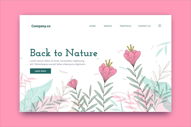 Free vector hand drawn nature landing page