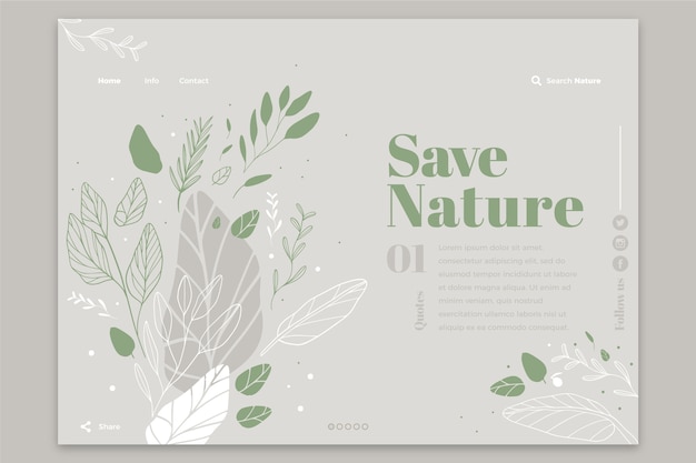 Free Vector hand drawn nature template landing page