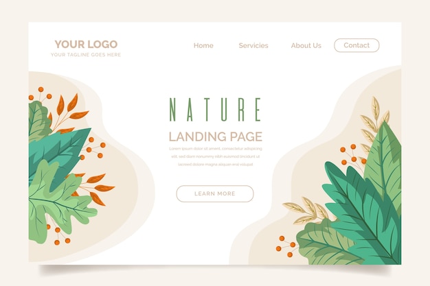 Free Vector hand drawn nature template landing page