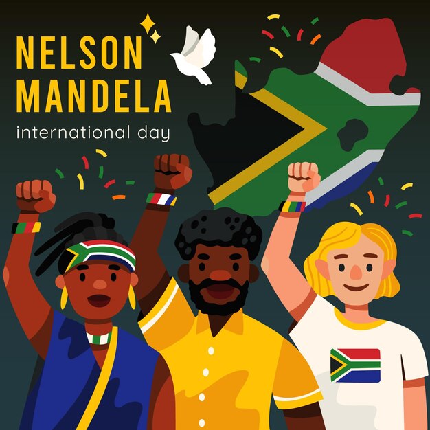 Hand drawn nelson mandela international day illustration