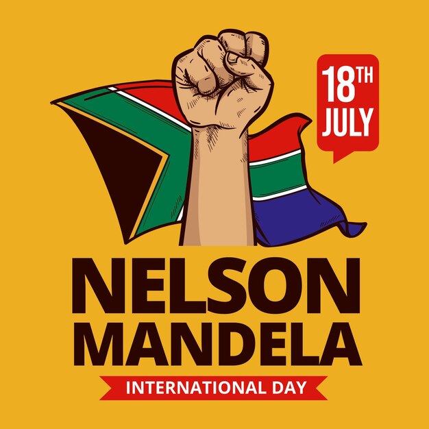 Hand drawn nelson mandela international day illustration