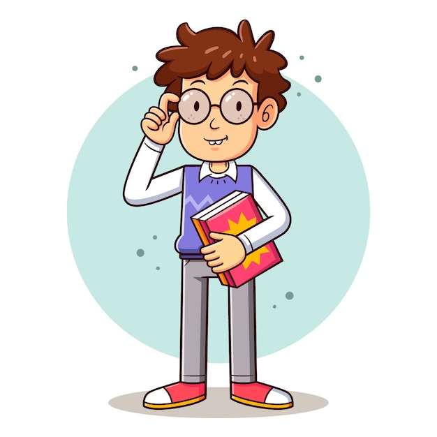 Free vector hand drawn nerd cartoon illustration