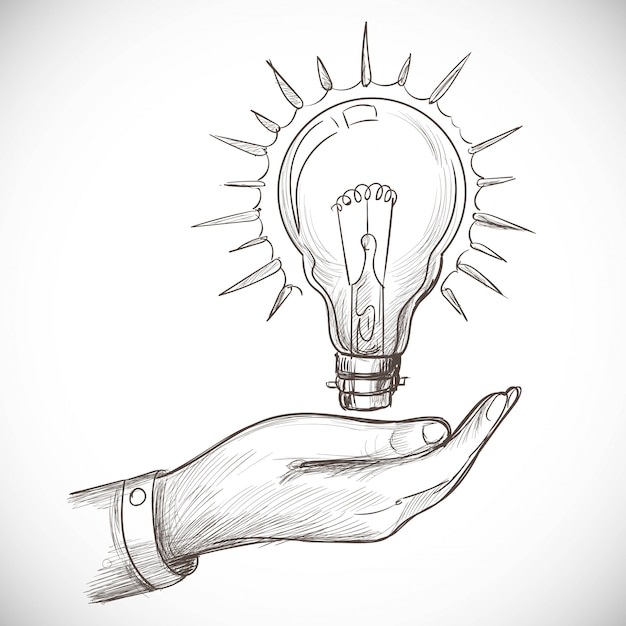 Hand drawn new idea innovation concepts light bulb sketch