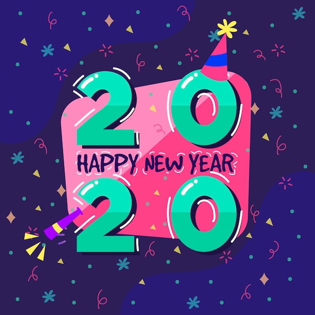 Free Vector hand drawn new year 2020 background