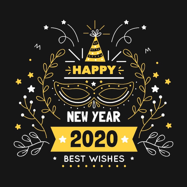 Free Vector hand drawn new year 2020 wallpaper