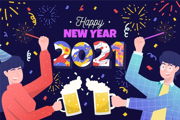 Hand drawn new year 2021 background