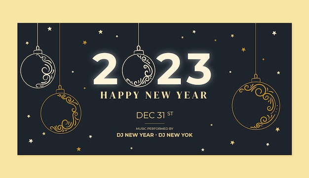 Free Vector hand drawn new year 2023 horizontal banner template