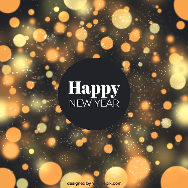 Hand drawn new year background with bokeh effect