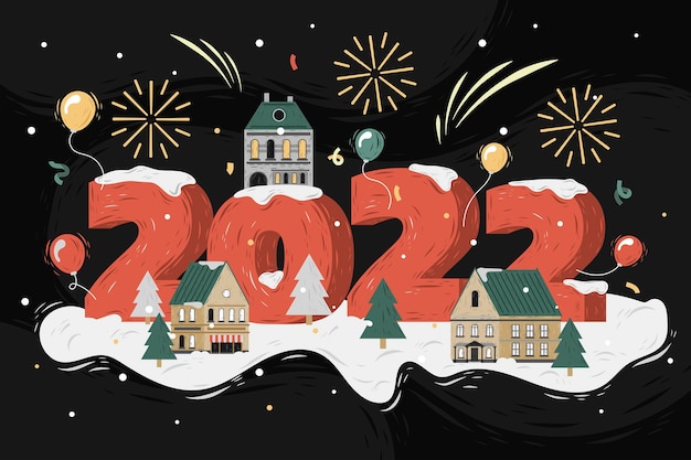 Hand drawn new year background