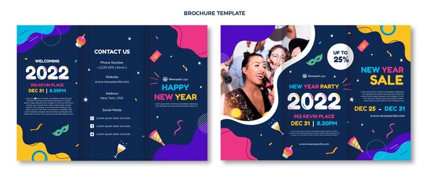 Hand drawn new year brochure template