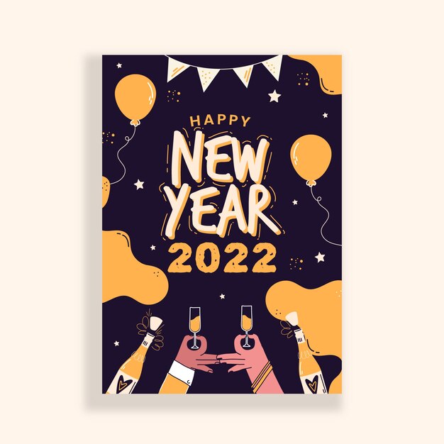 Hand drawn new year greeting card template