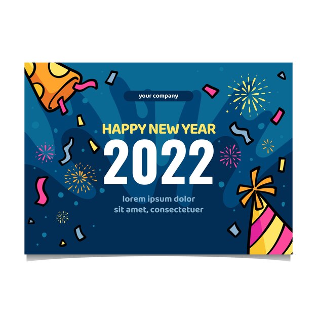 Hand drawn new year greeting card template