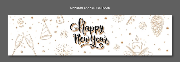 Free Vector hand drawn new year horizontal sale banner