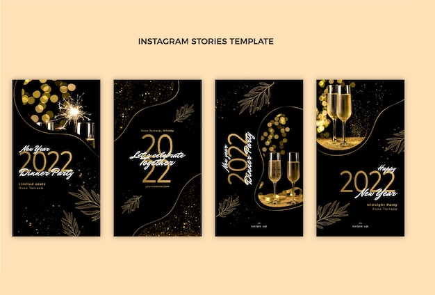 Free Vector hand drawn new year instagram stories collection