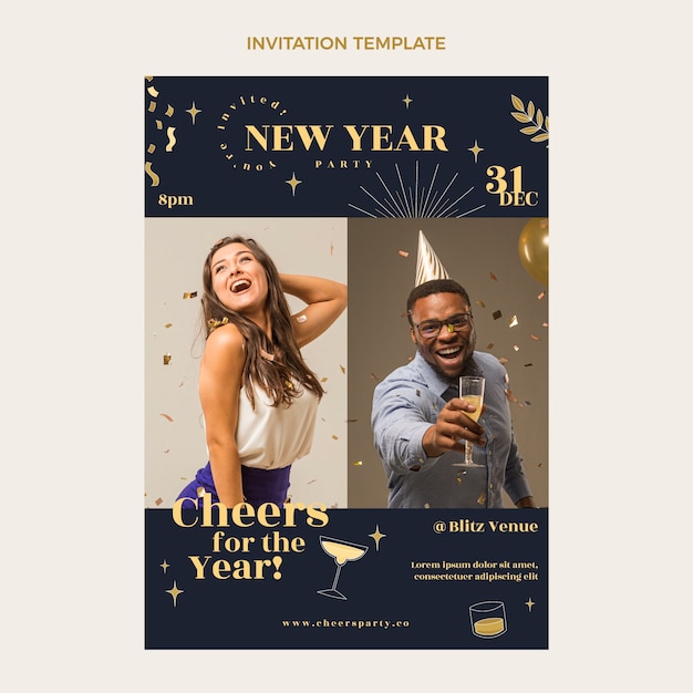 Hand drawn new year invitation template