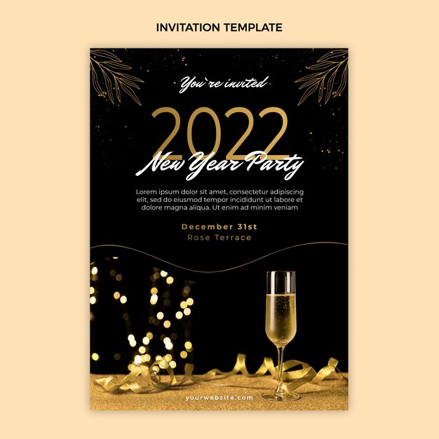 Hand drawn new year invitation template