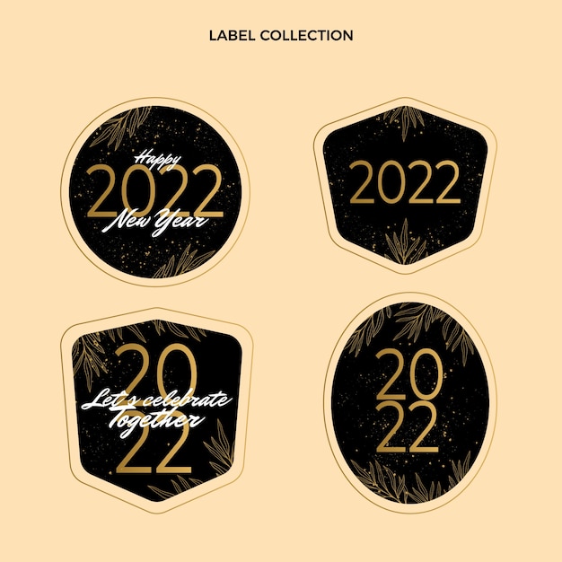 Hand drawn new year labels collection