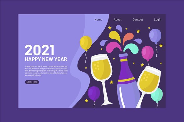 Hand drawn new year landing page template