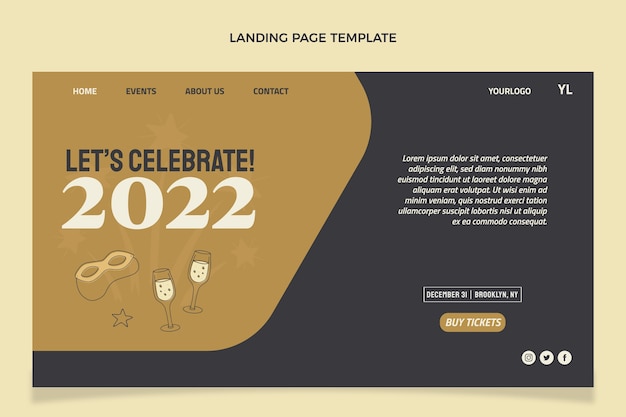 Hand drawn new year landing page template