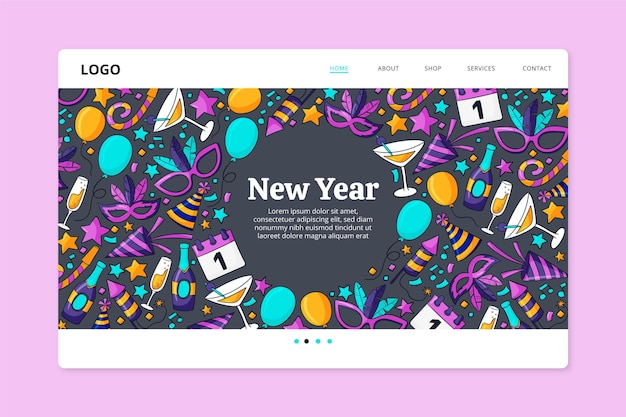 Free Vector hand drawn new year landing page template