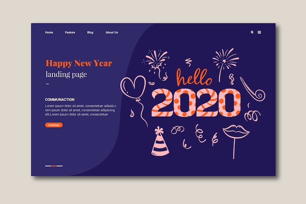 Free Vector hand drawn new year landing page