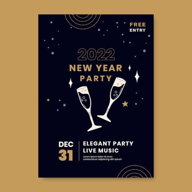 Hand drawn new year party flyer template