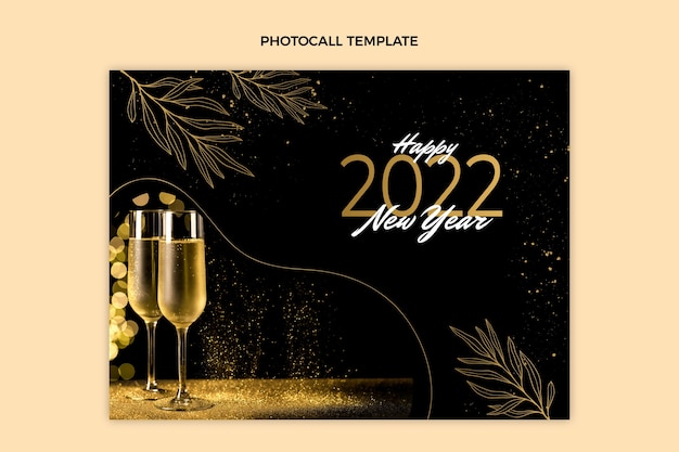 Hand drawn new year photocall template