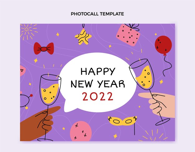 Hand drawn new year photocall template