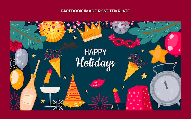 Free Vector hand drawn new year social media post template