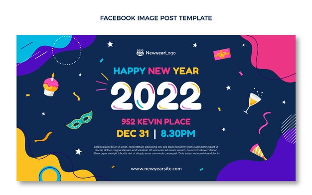 Hand drawn new year social media promo template