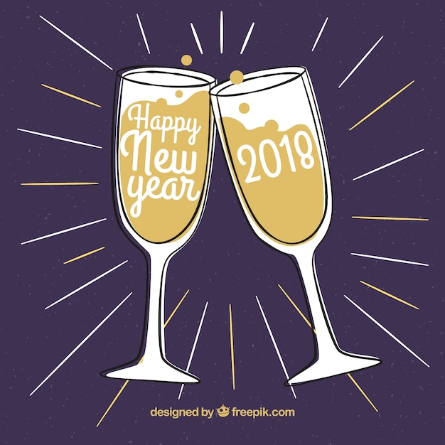 Free vector hand drawn new year toast background