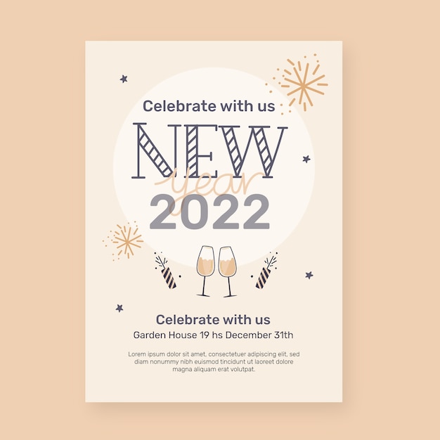 Hand drawn new year vertical poster template