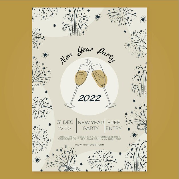 Hand drawn new year vertical poster template