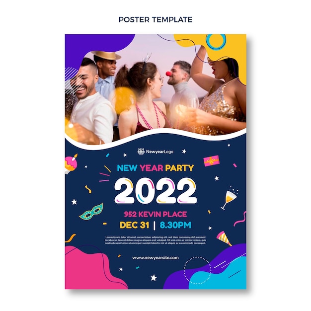 Hand drawn new year vertical poster template