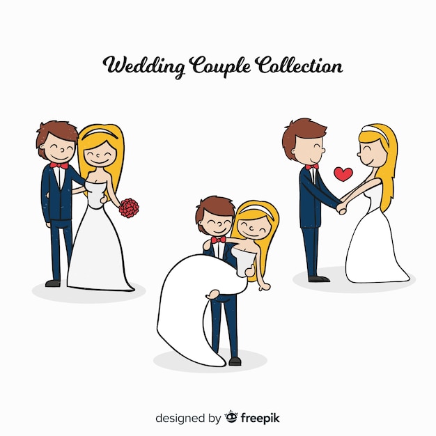 Hand drawn newlyweds collection