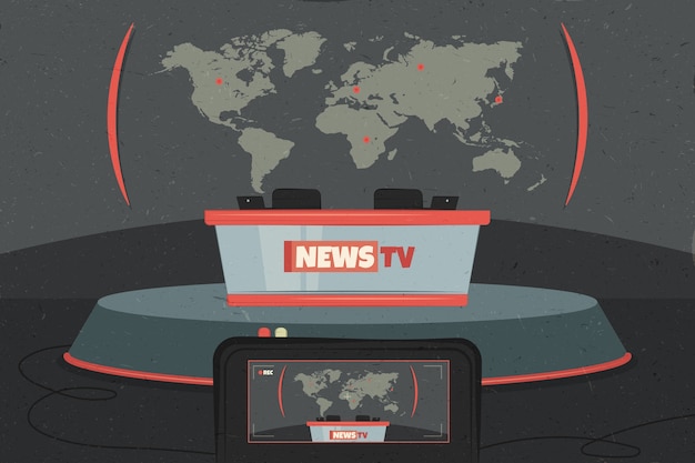 Free Vector hand drawn news studio background