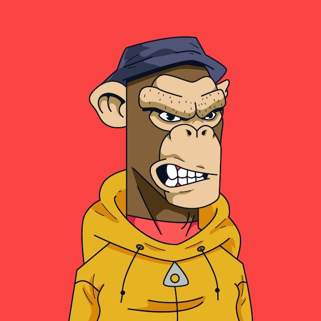 Free Vector hand drawn nft style ape illustration