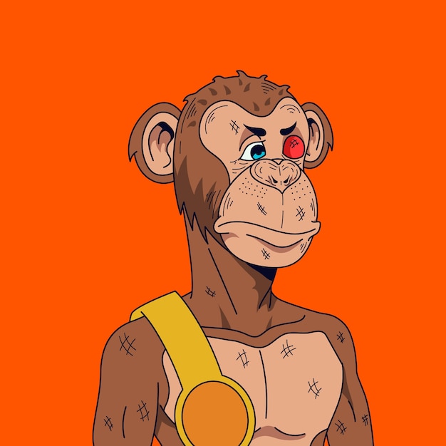 Hand drawn nft style ape illustration