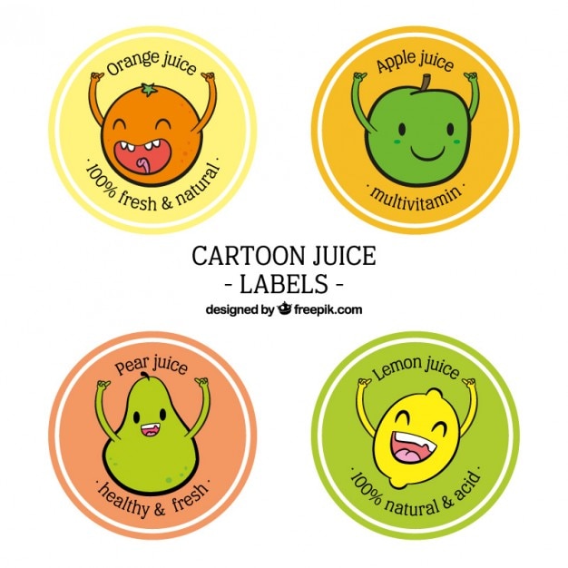 Free Vector hand drawn nice cartoon juice labels