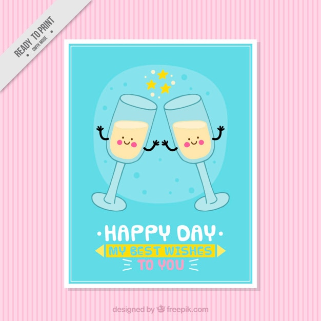 Free vector hand drawn nice champagne card