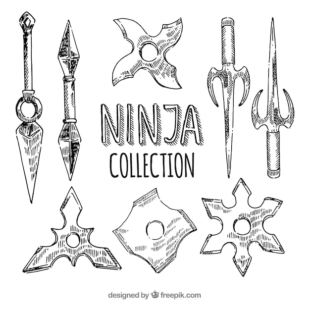 Free Vector hand drawn ninja element collection