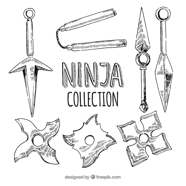 Free Vector hand drawn ninja element collection