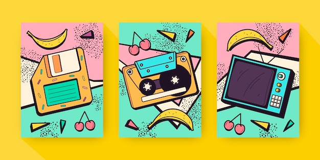 Free Vector hand drawn nostalgic 90's covers