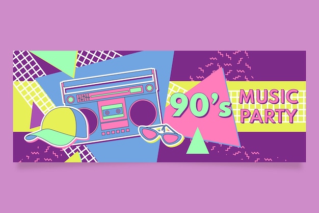 Free Vector hand drawn nostalgic 90's facebook cover