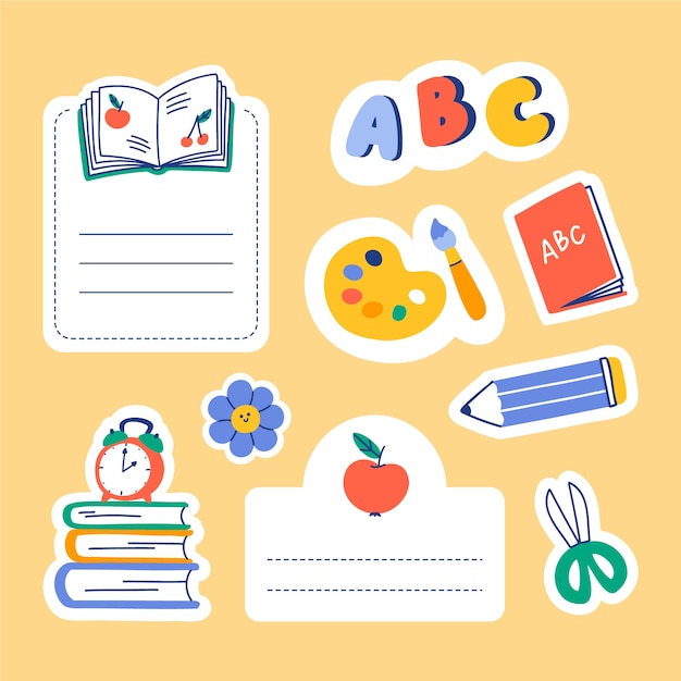 Free Vector hand drawn notebook label collection