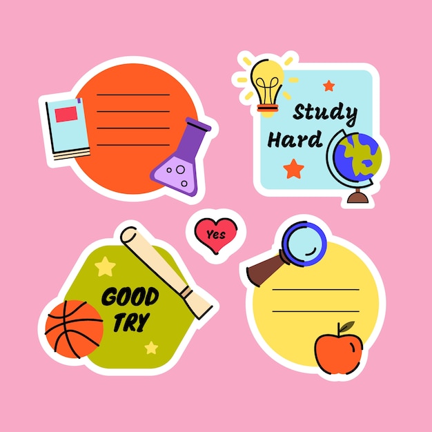 Free Vector hand drawn notebook label collection