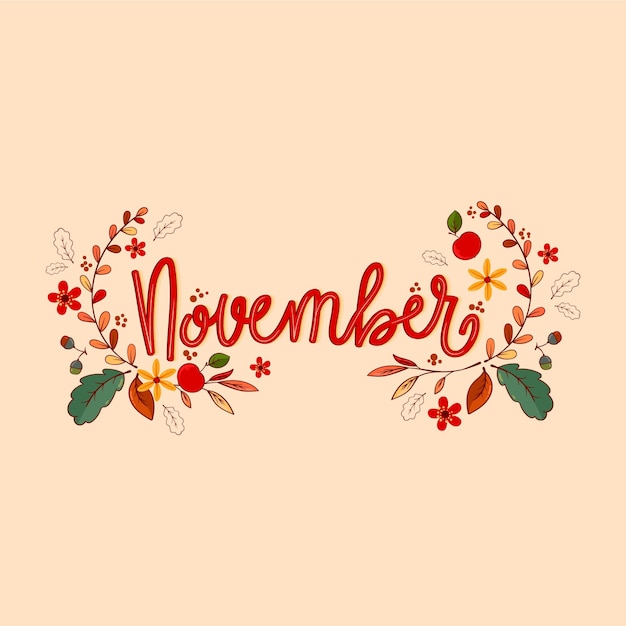 Hand drawn november lettering