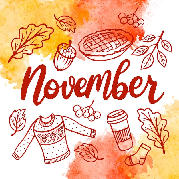 Hand drawn november lettering