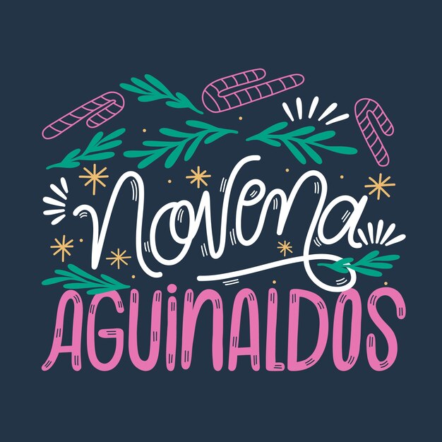 Hand drawn novena de aguinaldos lettering