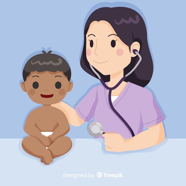 Hand drawn nurse helping patient background